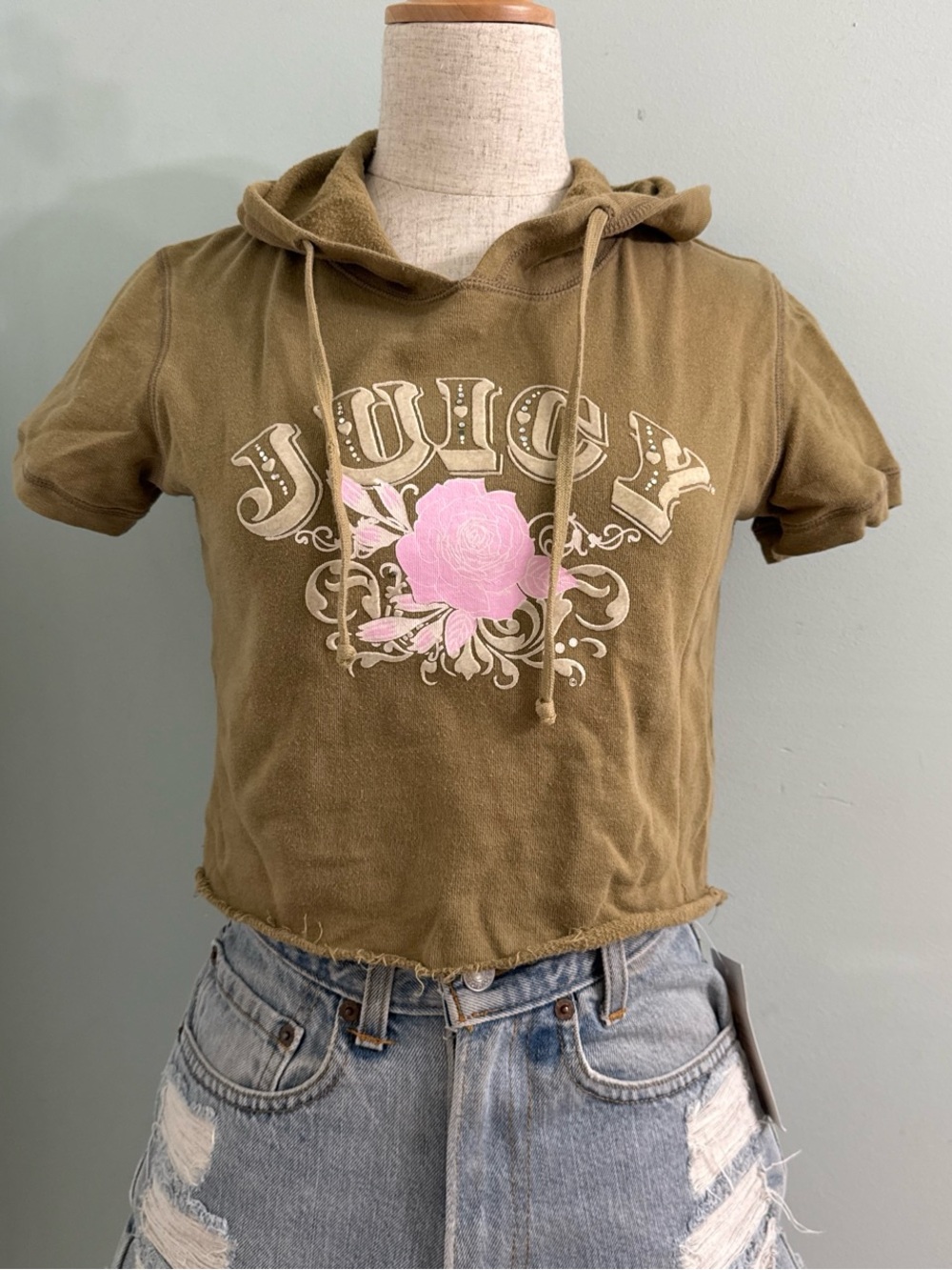 Original Y2K Juicy Couture Olive Green Hoodie S